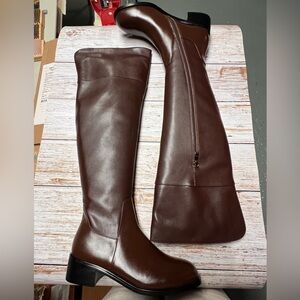Elegant Brown Over-the-Knee Leather Boots